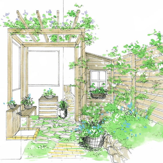 お庭のスケッチ1